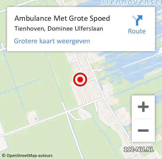 Locatie op kaart van de 112 melding: Ambulance Met Grote Spoed Naar Tienhoven, Dominee Ulferslaan op 30 april 2017 04:46