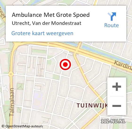 Locatie op kaart van de 112 melding: Ambulance Met Grote Spoed Naar Utrecht, Van der Mondestraat op 30 april 2017 08:05