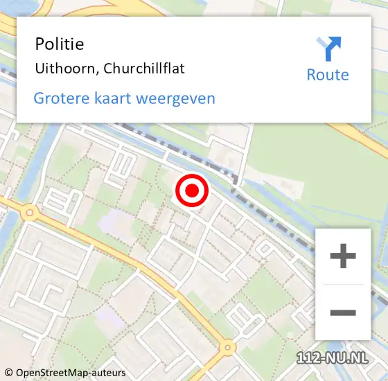 Locatie op kaart van de 112 melding: Politie Uithoorn, Churchillflat op 30 april 2017 08:37