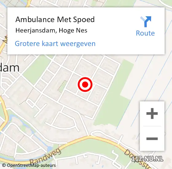 Locatie op kaart van de 112 melding: Ambulance Met Spoed Naar Heerjansdam, Hoge Nes op 30 april 2017 08:38