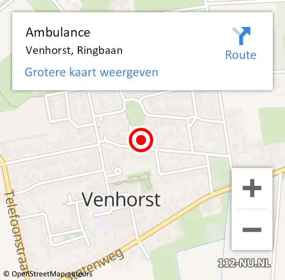 Locatie op kaart van de 112 melding: Ambulance Venhorst, Ringbaan op 30 april 2017 09:06