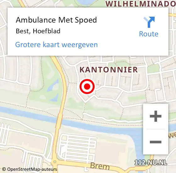 Locatie op kaart van de 112 melding: Ambulance Met Spoed Naar Best, Hoefblad op 30 april 2017 09:22