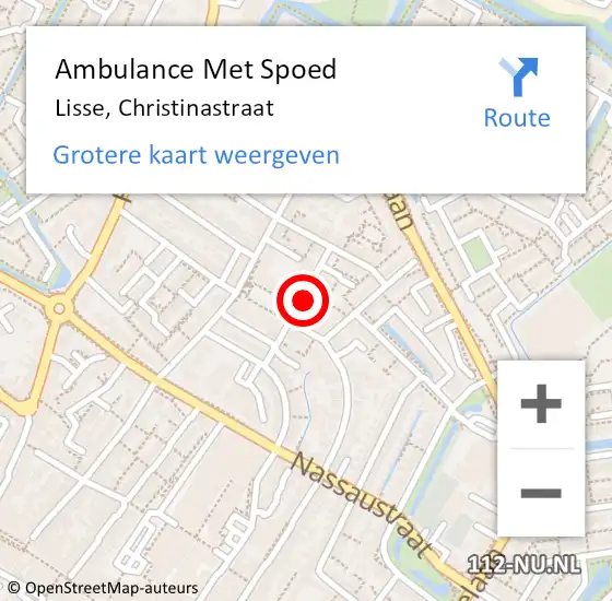 Locatie op kaart van de 112 melding: Ambulance Met Spoed Naar Lisse, Christinastraat op 30 april 2017 09:32