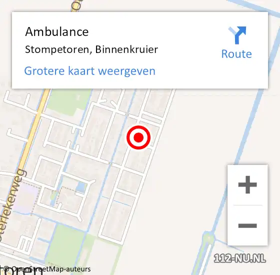 Locatie op kaart van de 112 melding: Ambulance Stompetoren, Binnenkruier op 30 april 2017 09:56