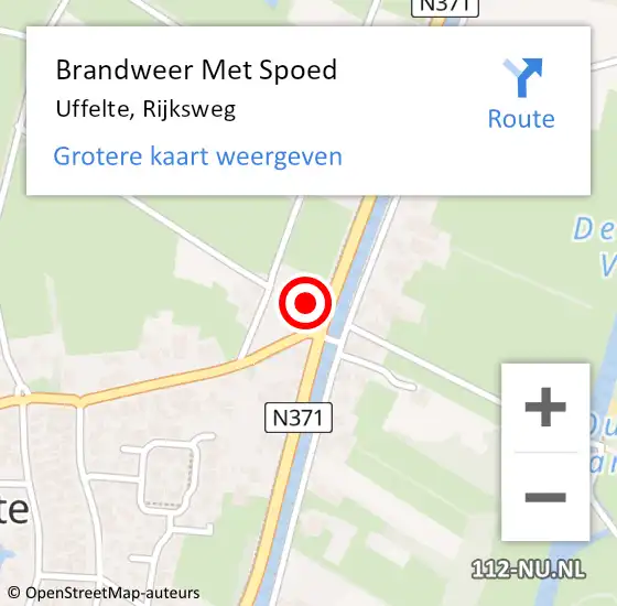 Locatie op kaart van de 112 melding: Brandweer Met Spoed Naar Uffelte, Rijksweg op 30 april 2017 10:01