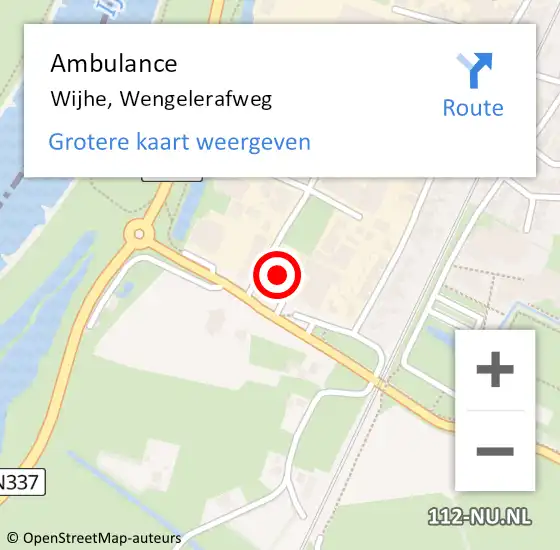 Locatie op kaart van de 112 melding: Ambulance Wijhe, Wengelerafweg op 30 april 2017 10:18