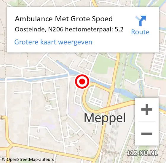 Locatie op kaart van de 112 melding: Ambulance Met Grote Spoed Naar Oosteinde, N206 hectometerpaal: 5,2 op 30 april 2017 10:35