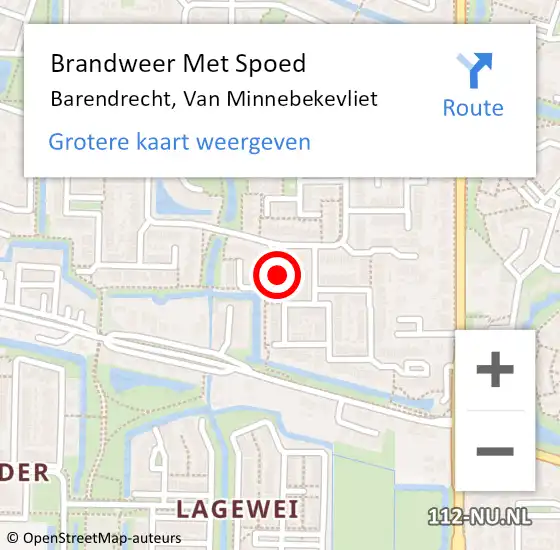 Locatie op kaart van de 112 melding: Brandweer Met Spoed Naar Barendrecht, Van Minnebekevliet op 30 april 2017 11:08