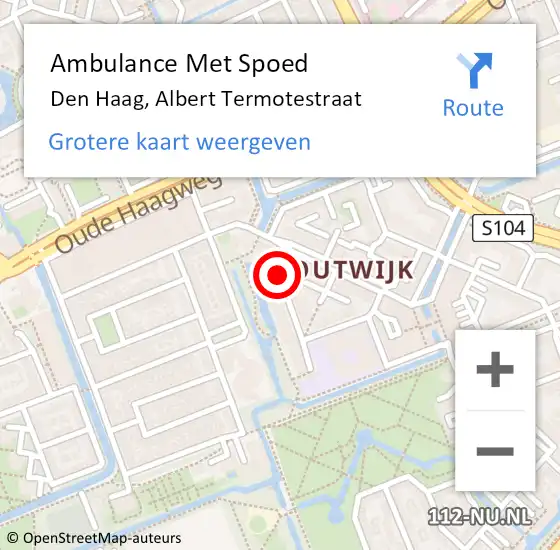 Locatie op kaart van de 112 melding: Ambulance Met Spoed Naar Den Haag, Albert Termotestraat op 30 april 2017 11:21