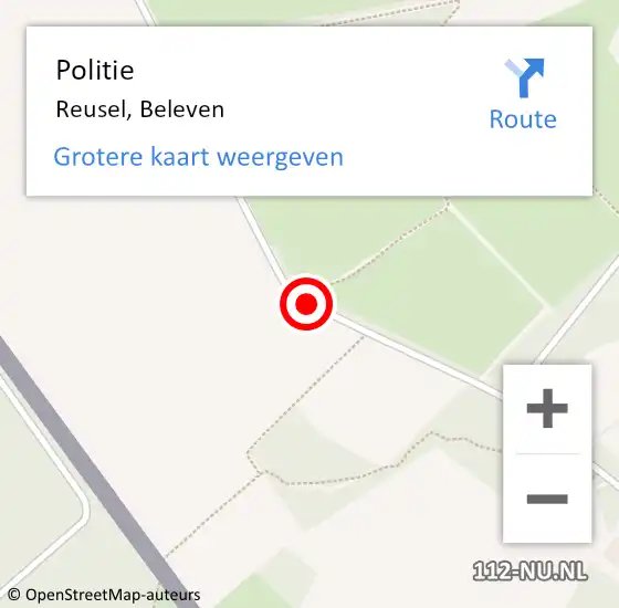 Locatie op kaart van de 112 melding: Politie Reusel, Beleven op 30 april 2017 11:39