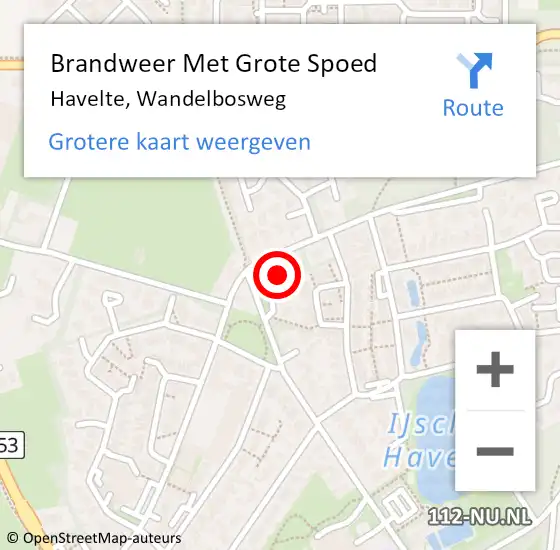 Locatie op kaart van de 112 melding: Brandweer Met Grote Spoed Naar Havelte, Wandelbosweg op 18 januari 2014 21:17