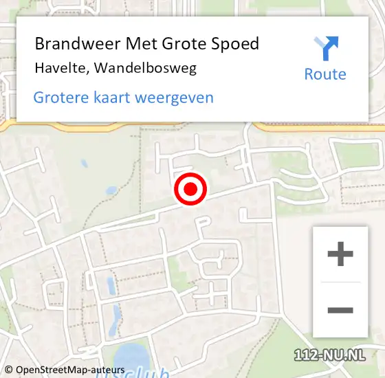 Locatie op kaart van de 112 melding: Brandweer Met Grote Spoed Naar Havelte, Wandelbosweg op 18 januari 2014 21:19