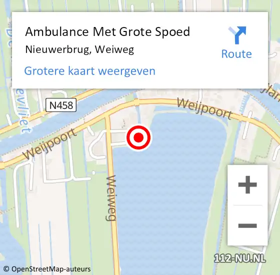 Locatie op kaart van de 112 melding: Ambulance Met Grote Spoed Naar Nieuwerbrug, Weiweg op 30 april 2017 12:19