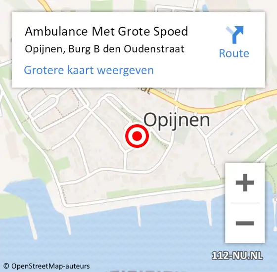 Locatie op kaart van de 112 melding: Ambulance Met Grote Spoed Naar Opijnen, Burg B den Oudenstraat op 30 april 2017 12:33