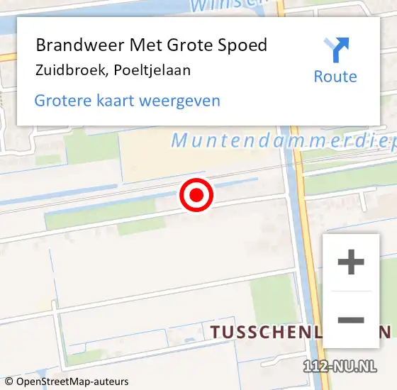 Locatie op kaart van de 112 melding: Brandweer Met Grote Spoed Naar Zuidbroek, Poeltjelaan op 30 april 2017 13:37