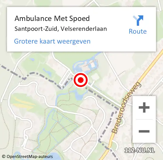 Locatie op kaart van de 112 melding: Ambulance Met Spoed Naar Santpoort-Zuid, Velserenderlaan op 30 april 2017 13:59