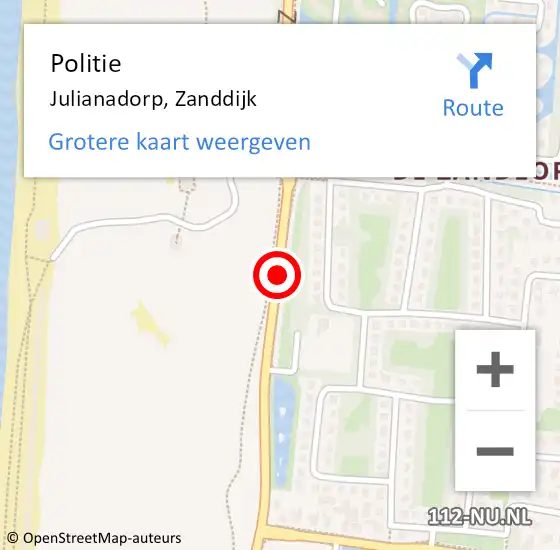 Locatie op kaart van de 112 melding: Politie Julianadorp, Zanddijk op 30 april 2017 14:04