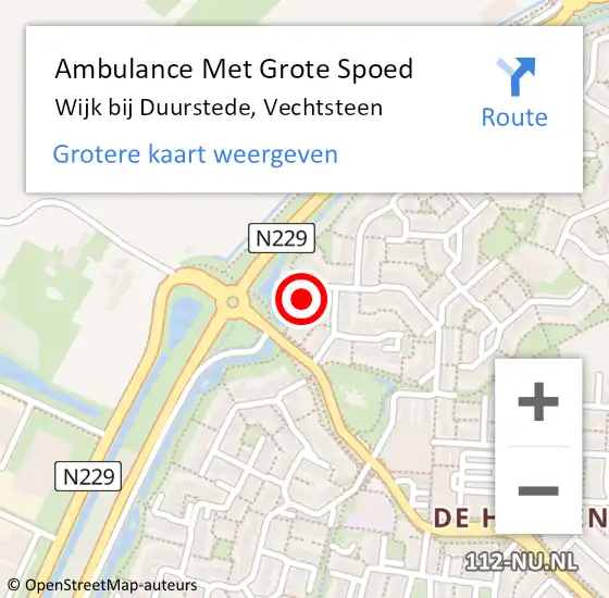 Locatie op kaart van de 112 melding: Ambulance Met Grote Spoed Naar Wijk bij Duurstede, Vechtsteen op 30 april 2017 14:41