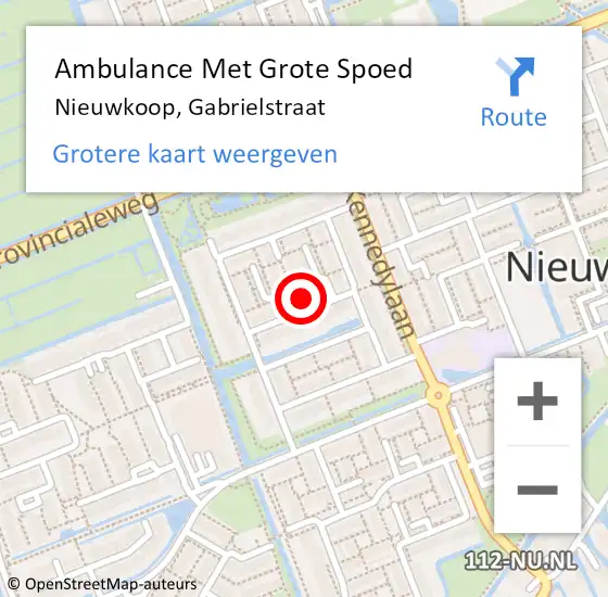 Locatie op kaart van de 112 melding: Ambulance Met Grote Spoed Naar Nieuwkoop, Gabrielstraat op 30 april 2017 14:43