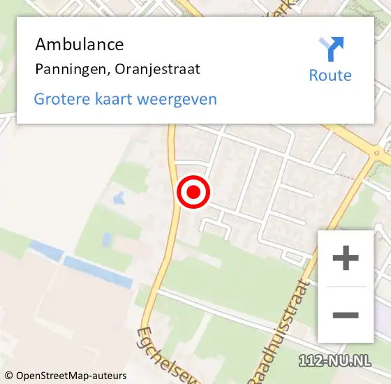 Locatie op kaart van de 112 melding: Ambulance Panningen, Oranjestraat op 18 januari 2014 21:47