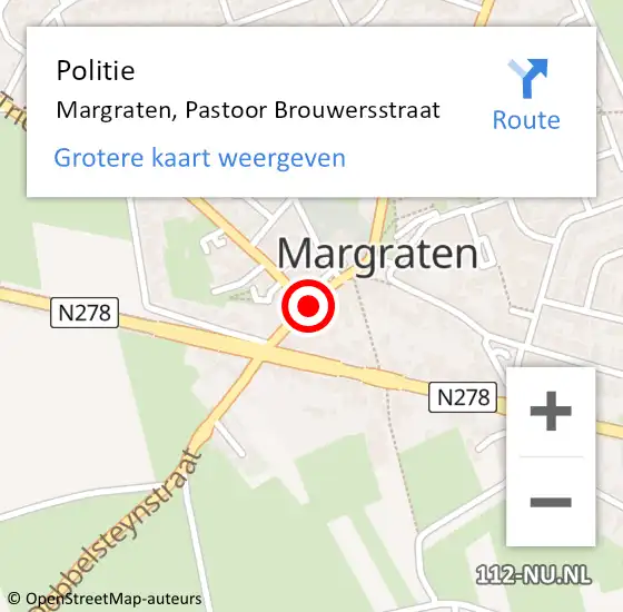 Locatie op kaart van de 112 melding: Politie Margraten, Pastoor Brouwersstraat op 30 april 2017 14:59