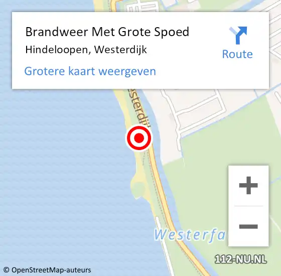 Locatie op kaart van de 112 melding: Brandweer Met Grote Spoed Naar Hindeloopen, Westerdijk op 30 april 2017 16:04