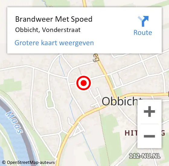 Locatie op kaart van de 112 melding: Brandweer Met Spoed Naar Obbicht, Vonderstraat op 30 april 2017 16:24