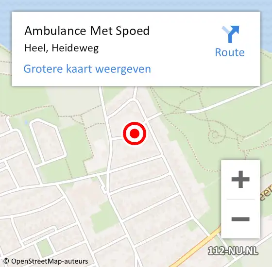 Locatie op kaart van de 112 melding: Ambulance Met Spoed Naar Heel, Heideweg op 30 april 2017 16:51