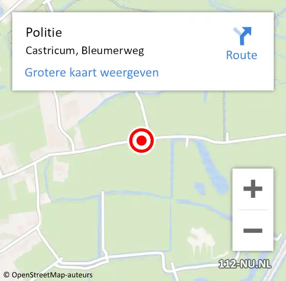 Locatie op kaart van de 112 melding: Politie Castricum, Bleumerweg op 30 april 2017 17:00