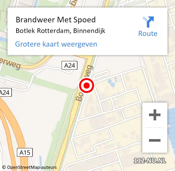 Locatie op kaart van de 112 melding: Brandweer Met Spoed Naar Botlek Rotterdam, Binnendijk op 30 april 2017 17:01