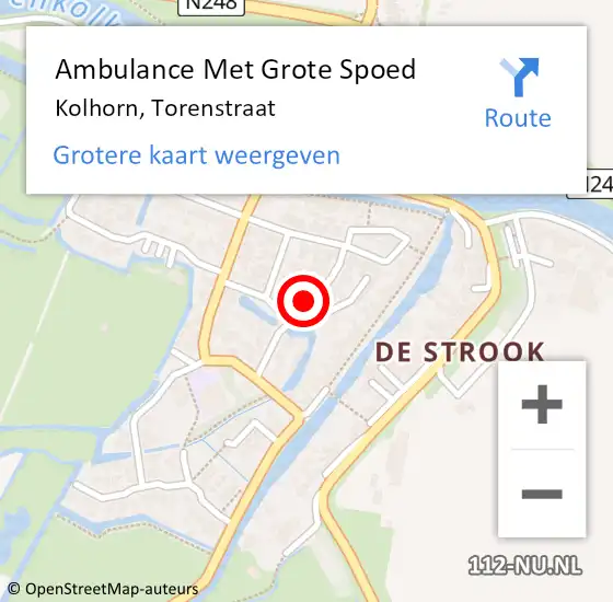 Locatie op kaart van de 112 melding: Ambulance Met Grote Spoed Naar Kolhorn, Torenstraat op 30 april 2017 17:16