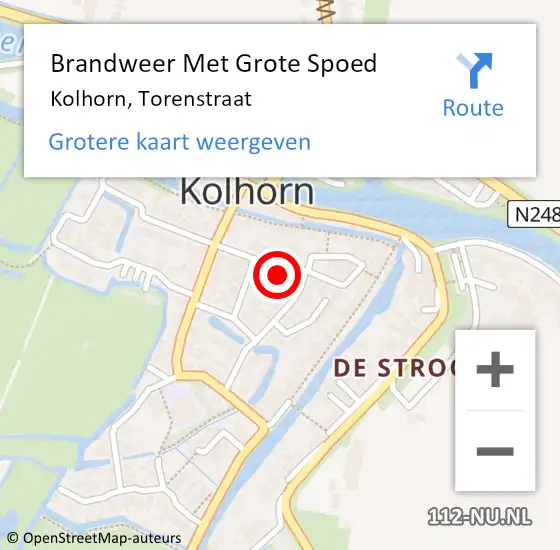 Locatie op kaart van de 112 melding: Brandweer Met Grote Spoed Naar Kolhorn, Torenstraat op 30 april 2017 17:36