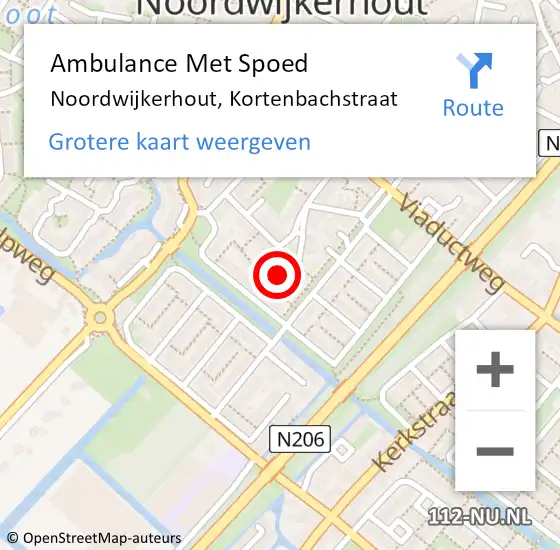 Locatie op kaart van de 112 melding: Ambulance Met Spoed Naar Noordwijkerhout, Kortenbachstraat op 30 april 2017 18:09