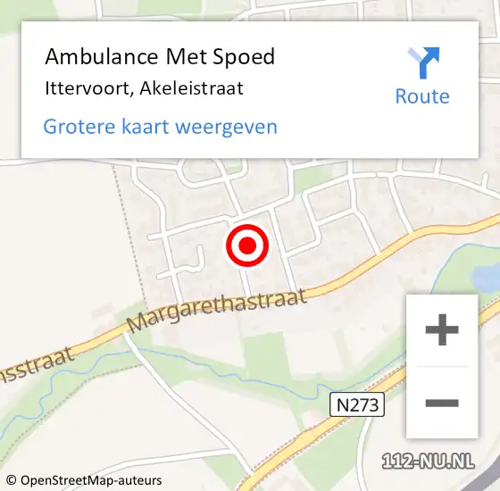 Locatie op kaart van de 112 melding: Ambulance Met Spoed Naar Ittervoort, Akeleistraat op 30 april 2017 18:22