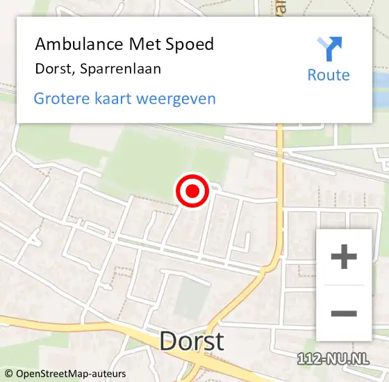 Locatie op kaart van de 112 melding: Ambulance Met Spoed Naar Dorst, Sparrenlaan op 30 april 2017 18:35