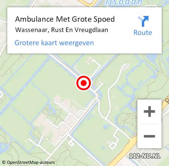 Locatie op kaart van de 112 melding: Ambulance Met Grote Spoed Naar Wassenaar, Rust en Vreugdlaan op 30 april 2017 19:44