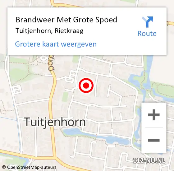 Locatie op kaart van de 112 melding: Brandweer Met Grote Spoed Naar Tuitjenhorn, Rietkraag op 30 april 2017 21:07