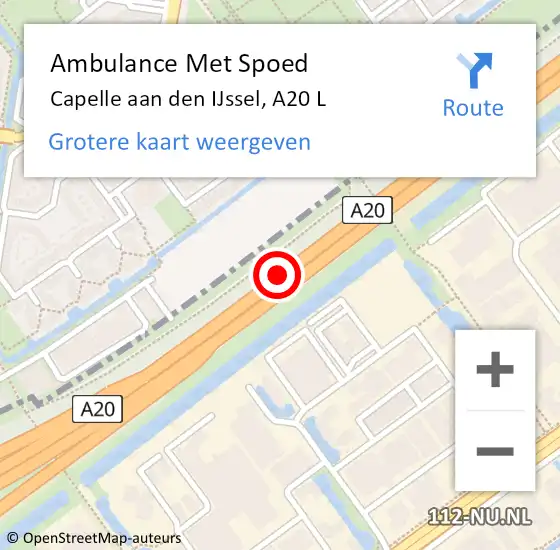 Locatie op kaart van de 112 melding: Ambulance Met Spoed Naar Capelle aan den IJssel, A20 L op 30 april 2017 21:31