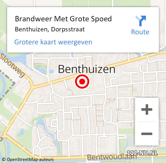 Locatie op kaart van de 112 melding: Brandweer Met Grote Spoed Naar Benthuizen, Dorpsstraat op 30 april 2017 21:39