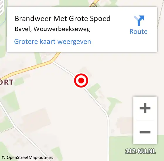 Locatie op kaart van de 112 melding: Brandweer Met Grote Spoed Naar Bavel, Wouwerbeekseweg op 30 april 2017 21:46