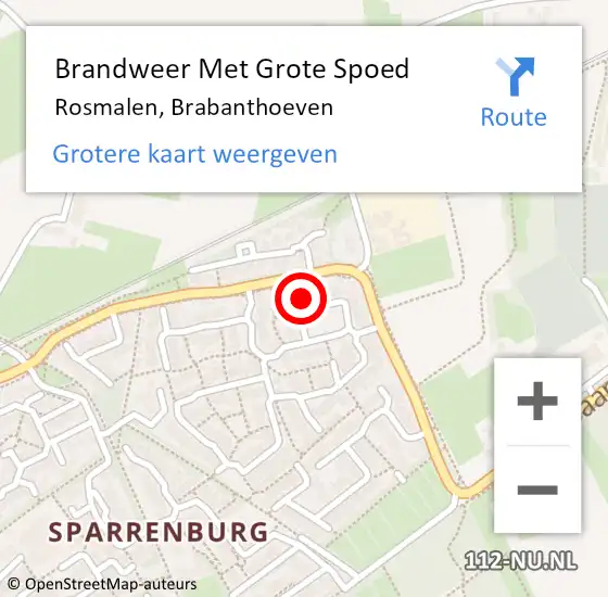 Locatie op kaart van de 112 melding: Brandweer Met Grote Spoed Naar Rosmalen, Brabanthoeven op 30 april 2017 21:56