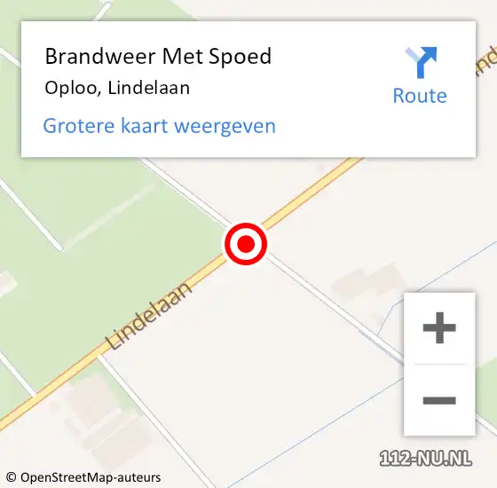 Locatie op kaart van de 112 melding: Brandweer Met Spoed Naar Oploo, Lindelaan op 30 april 2017 22:37