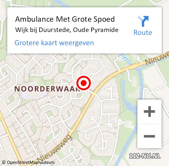 Locatie op kaart van de 112 melding: Ambulance Met Grote Spoed Naar Wijk bij Duurstede, Oude Pyramide op 30 april 2017 22:46