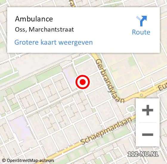 Locatie op kaart van de 112 melding: Ambulance Oss, Marchantstraat op 30 april 2017 23:04