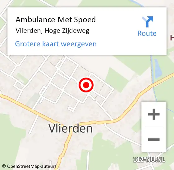 Locatie op kaart van de 112 melding: Ambulance Met Spoed Naar Vlierden, Hoge Zijdeweg op 30 april 2017 23:36