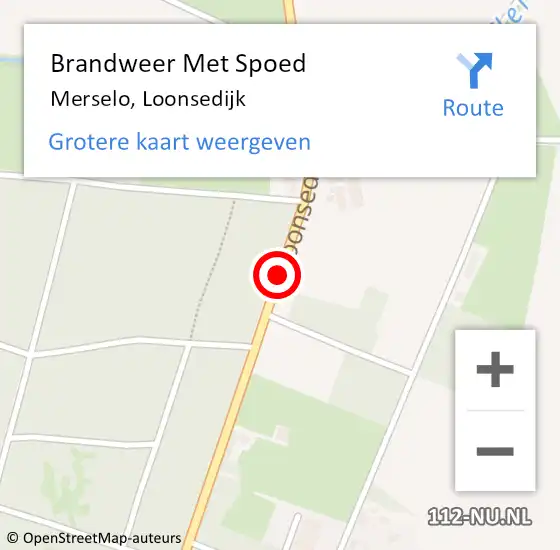 Locatie op kaart van de 112 melding: Brandweer Met Spoed Naar Merselo, Loonsedijk op 30 april 2017 23:39