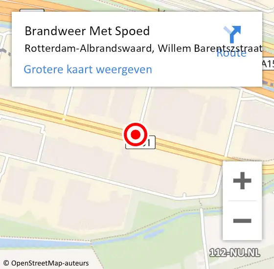 Locatie op kaart van de 112 melding: Brandweer Met Spoed Naar Rotterdam-Albrandswaard, Willem Barentszstraat op 1 mei 2017 00:17