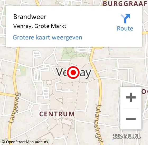 Locatie op kaart van de 112 melding: Brandweer Venray, Grote Markt op 1 mei 2017 00:26