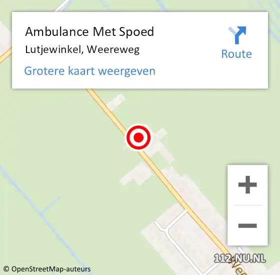 Locatie op kaart van de 112 melding: Ambulance Met Spoed Naar Lutjewinkel, Weereweg op 1 mei 2017 00:51