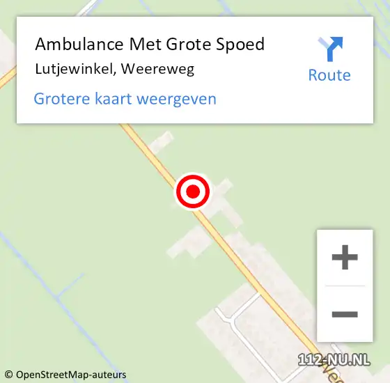 Locatie op kaart van de 112 melding: Ambulance Met Grote Spoed Naar Lutjewinkel, Weereweg op 1 mei 2017 00:52